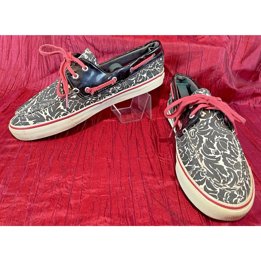 Womens Sperry TopSider Canvas Geometric Print Slip On Deck Boat Shoes sz 10M